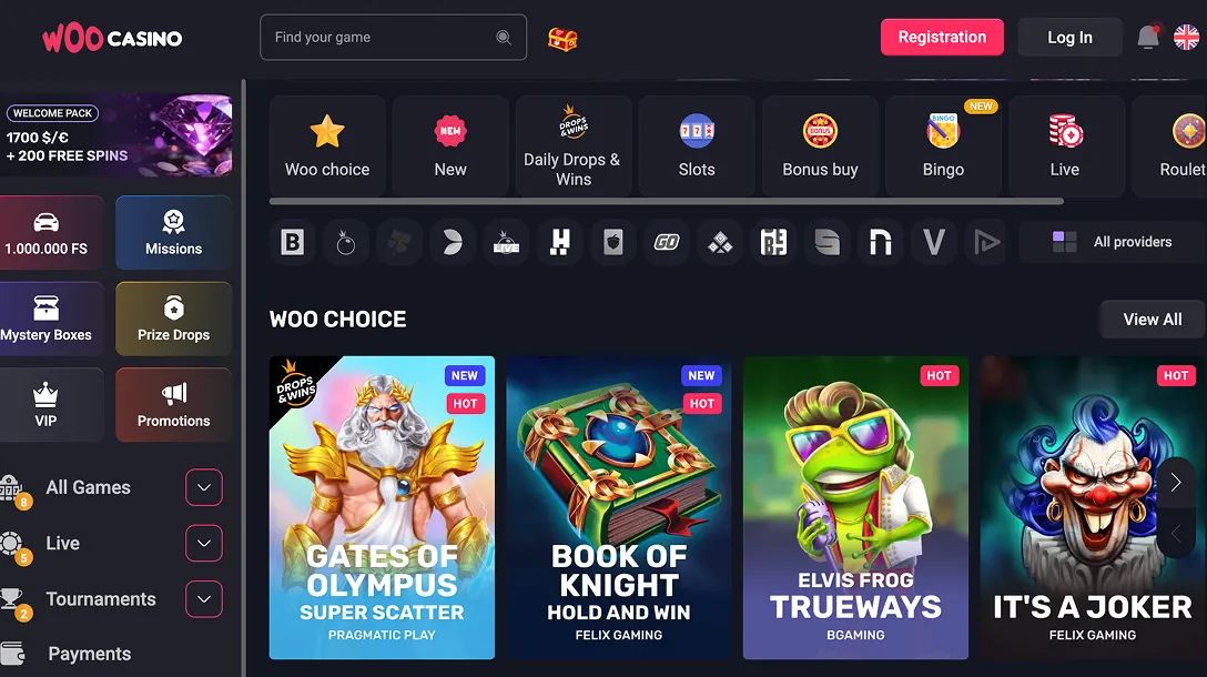 Woo Casino Online-Spiele